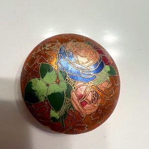 Bronze round cloisonné pendant